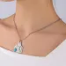 Collane con ciondolo, targhetta per bovini martellata con piccola pietra turchese, collana minimalista a strati, regalo di festa per le donne_voghion.com