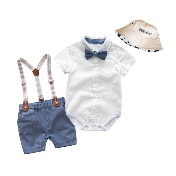 Kinder baby jungen gentleman khaki anzug jungen kurzarm shorts hut multi-stück set sommer neue kinder kleidung_voghion.com