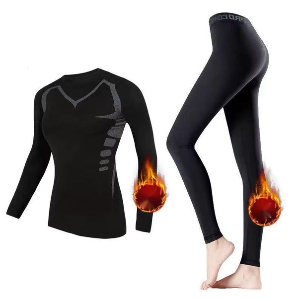 Women's Quick-Dry Compression Fleece-Lined Tight Base Layer Ski Suit Outdoor High Elasticity Thermal Insulation_voghion.com