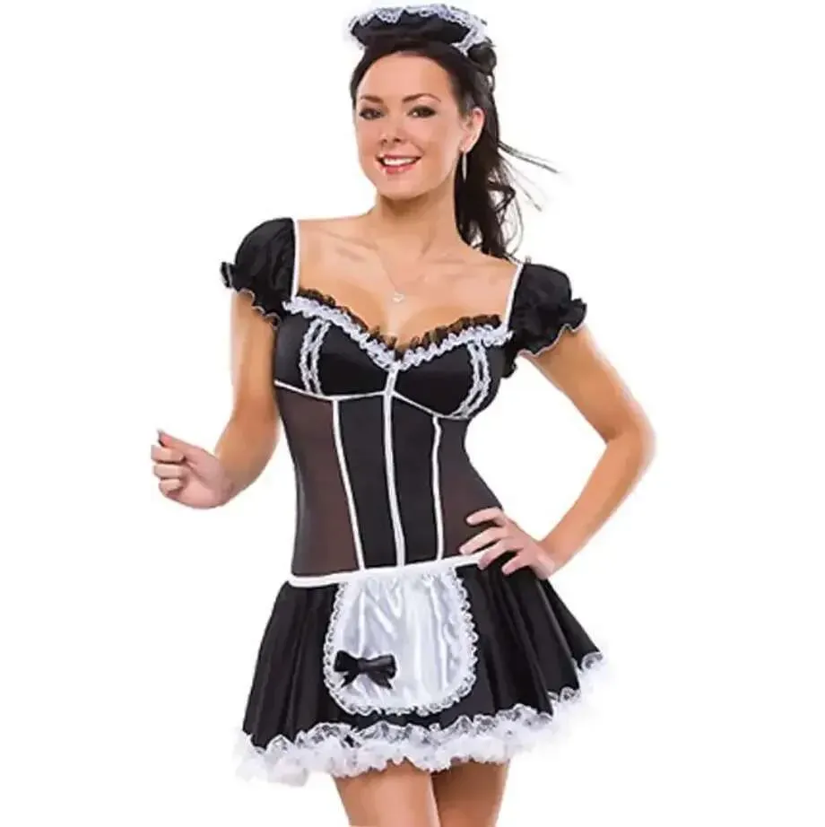 2Pcs/Set Plus Size S-6XL Halloween Costumes For Women Sexy Exotic Apparel Late Nite French Maid Costume Servant Cosplay_voghion.com