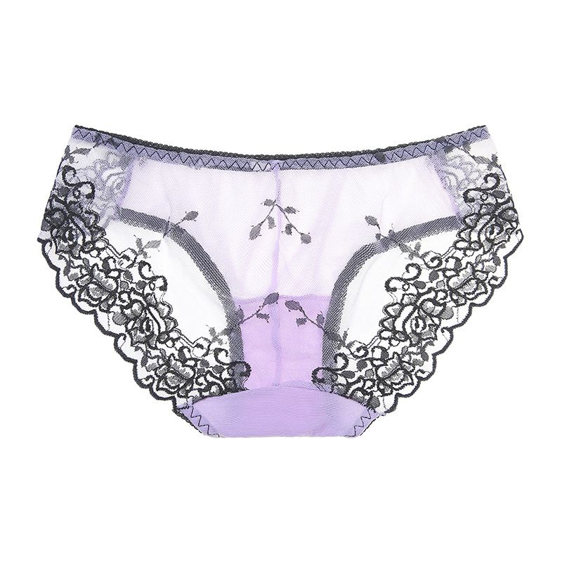 Women's Intimates Lace Transparent Mesh Panties Pure Desire New Low Waist One Piece Seamless Briefs_voghion.com