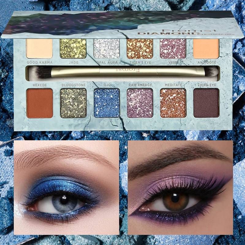 Paleta 12 kolorów cieni do powiek, matowe kolory, paleta do makijażu Pearl, wielokolorowe cienie do powiek_voghion.com