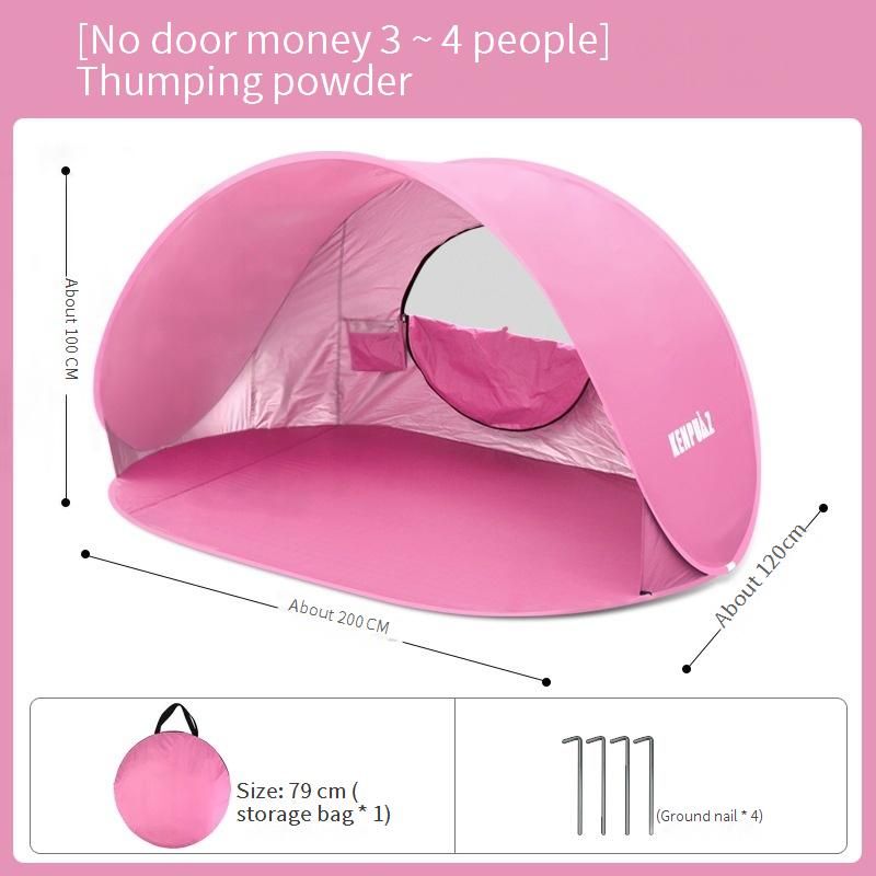 Automatic Pop Up Beach Tent UPF 50+ Sun Shelter For Family Camping 3-Second Setup Windproof Design 2 Ventilation Windows_voghion.com