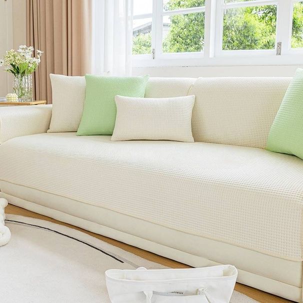 Cooling Ice Silk Sofa Cushion - Summer Non-Slip Sofa Cover With Breathable Seat Pad & Bean Textured Fabric_voghion.com