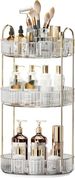 360 ° Rotary Large Capacity Skin Care Cosmetics Storage, 3-layer Perfume Storage Box, With Makeup Brush Holder, Suitable_voghion.com