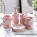 Pastel Ceramic Bathroom Set – 4/5/6-Piece Soap Dish, Toothbrush Holder & Tumblers For Modern Vanities (Irregular Shape, Soft-Touch Finish)_voghion.com