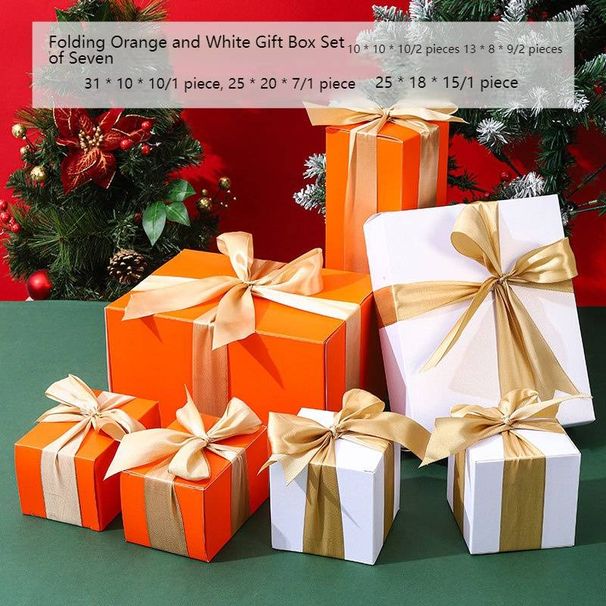 Christmas Gift Box Set – 7-Piece Decorative Stackable Present Boxes For Tree Skirt Displays, Window Props & Holiday Scenes_voghion.com