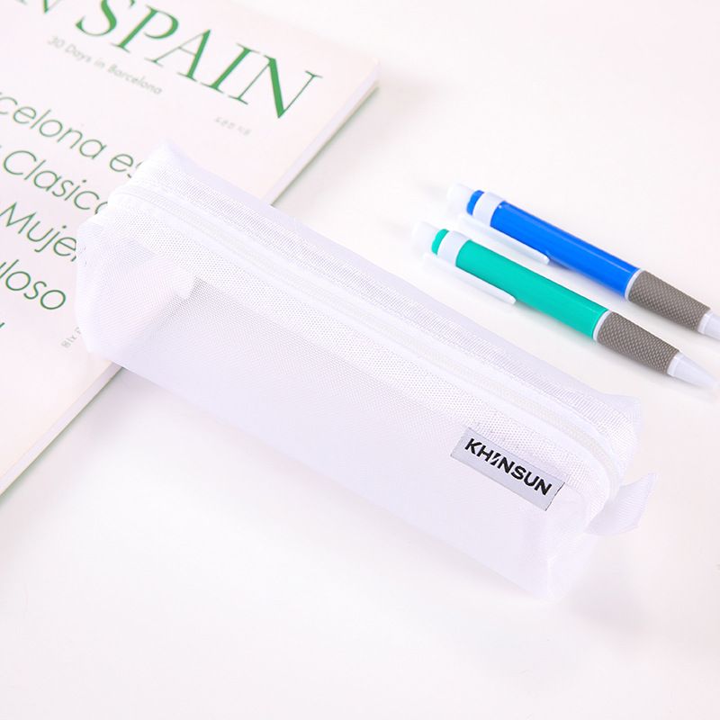 Wholesale three-dimensional simple transparent mesh pencil case student examination stationery bag portable large capacity storage bag_voghion.com