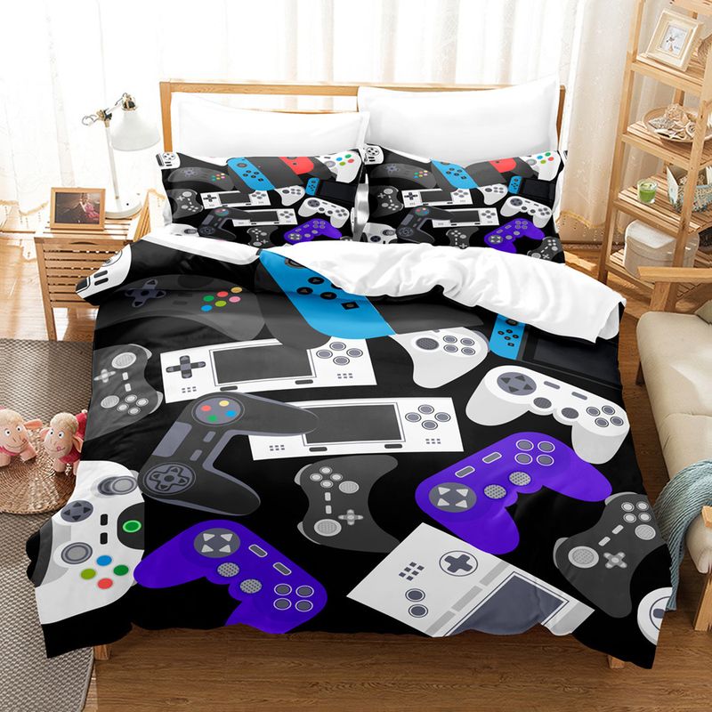 Game Console 3-piece Set - Includes 1 Duvet Cover And 2 Pillowcases, Made Of Soft And Breathable Polyester Fiber, Providing A Comfortable Experience_voghion.com