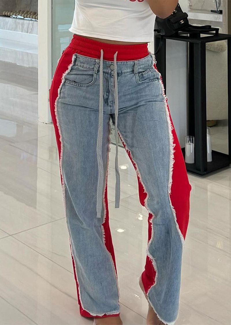 Dámské oblečení Móda Osobnost Kalhoty Splicing Jeans_voghion.com