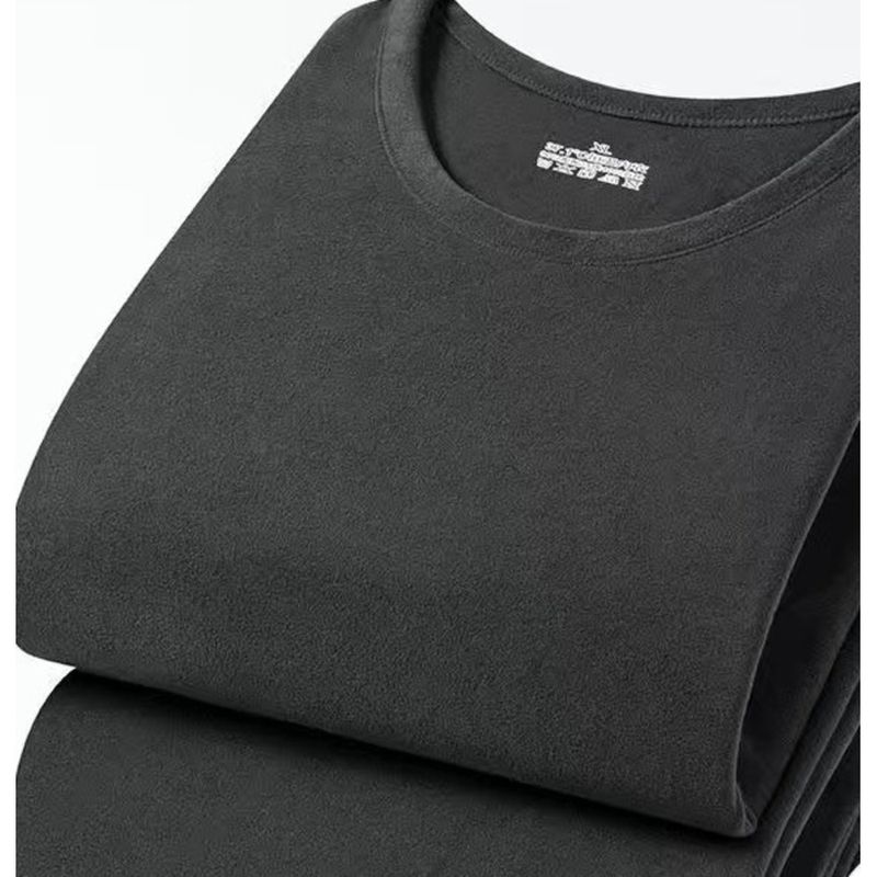 Derong thermal underwear men's velvet set clothes pants warm mid neck antibacterial heating autumn and winter inner wear_voghion.com