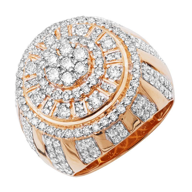 round plate full diamond flower gold rhinestone staggered ring popular jewelry_voghion.com