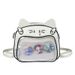 Millennial JK Hot Girl Pain Double Large Capacity Mechanical Transparent Cute Cat Badge Grain Single Shoulder Crossbody_voghion.com