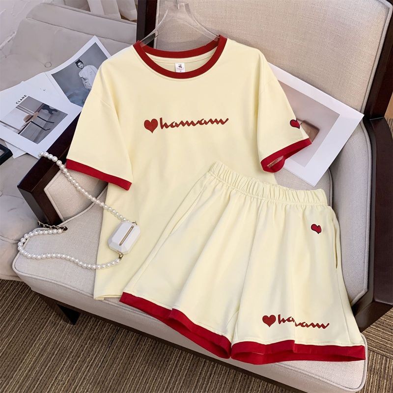 Women's Clothing Summer New Fashion Suits For Girls Slim And Loose Casual Sports Shorts Two Piece Suit_voghion.com