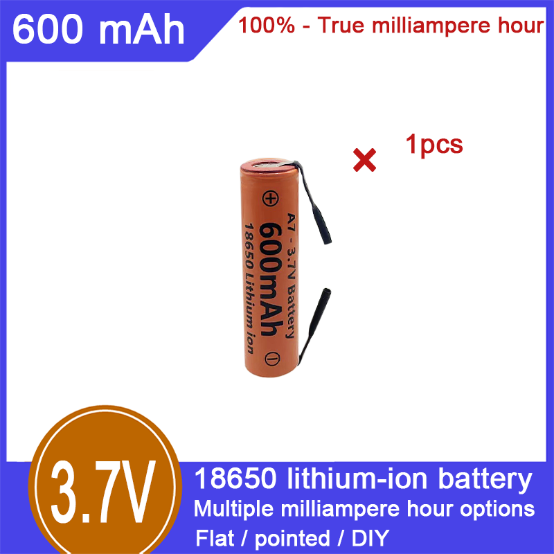 18650 lityum iyon şarj edilebilir pil, 3.7V, 600mAh, %100 kapasite, elektrikli oyuncaklar, elektronik sigaralar, el fenerleri ve diğer alanlar için uygundur_voghion.com