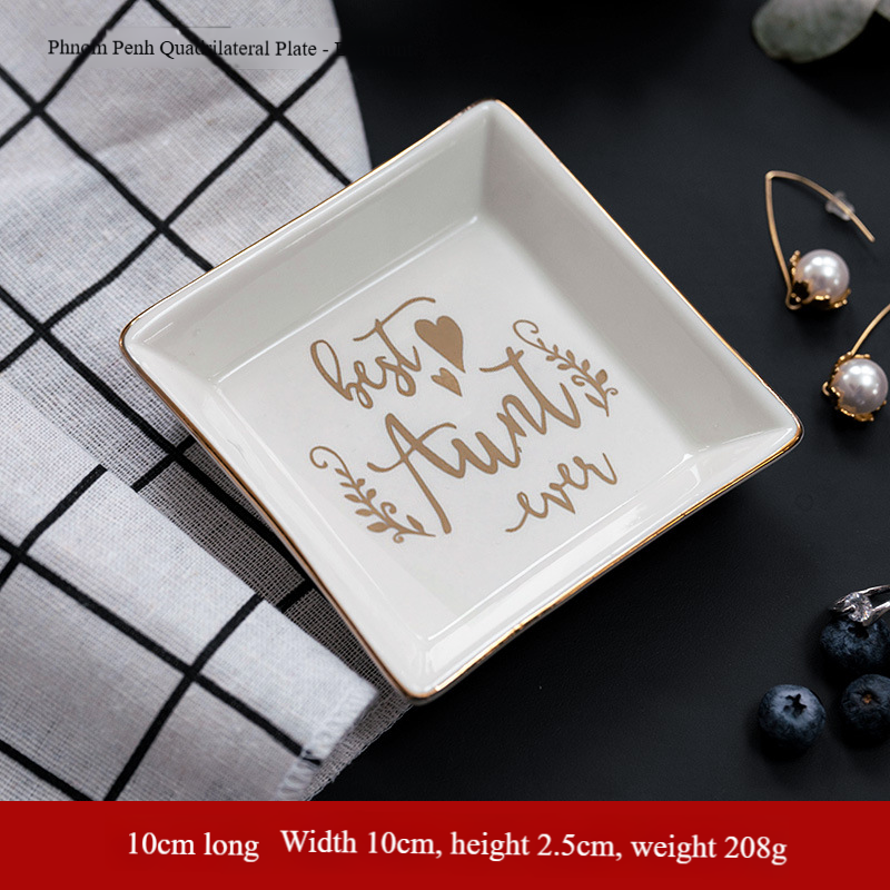 ​Elegant Ceramic Jewelry Tray - Decorative Ring & Necklace Holder With Floral Design, Perfect Gift For Mother's Day (White, 6 Inch)​_voghion.com