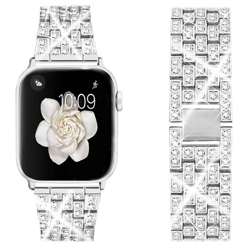 Women's Watchbands Jewelry Elegant Stainless Steel Diamond Beaded Bracelet With Secure Clasp, 24-Hour Smoke Tested For Durability_voghion.com