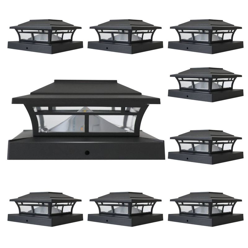 Solar LED Pillar Lights Outdoor - Adjustable Warm/White Light For Garden, Pathway & Gate Posts (10W, ABS IP65, DC-101 Model, 2-Pack)​_voghion.com