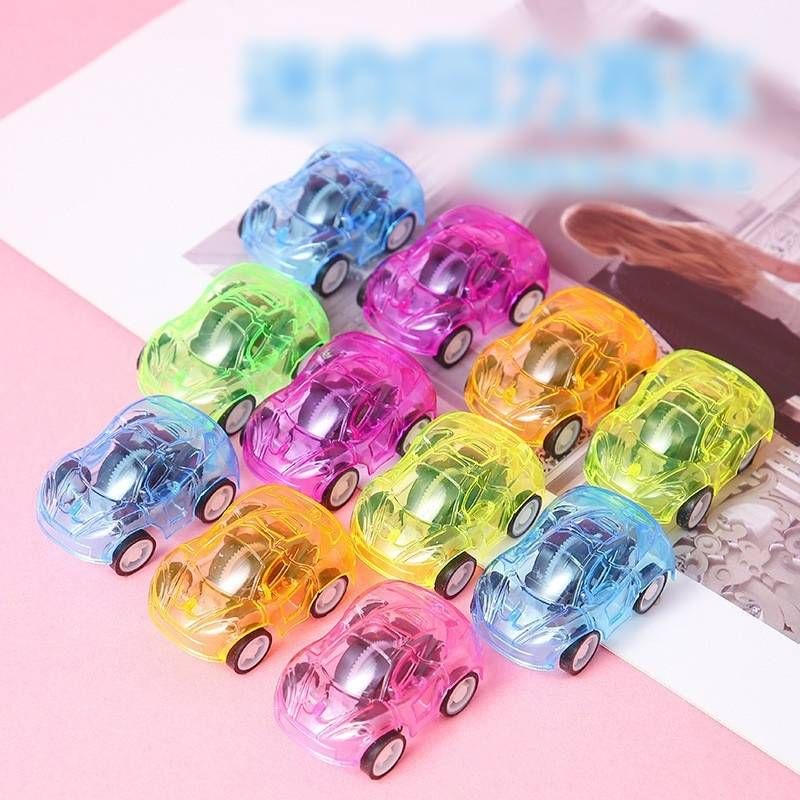 Cartoon Pull-back Toy Car Multiple Styles And Random Colors Children's Car Transparent Solid Color Car Small Toys_voghion.com