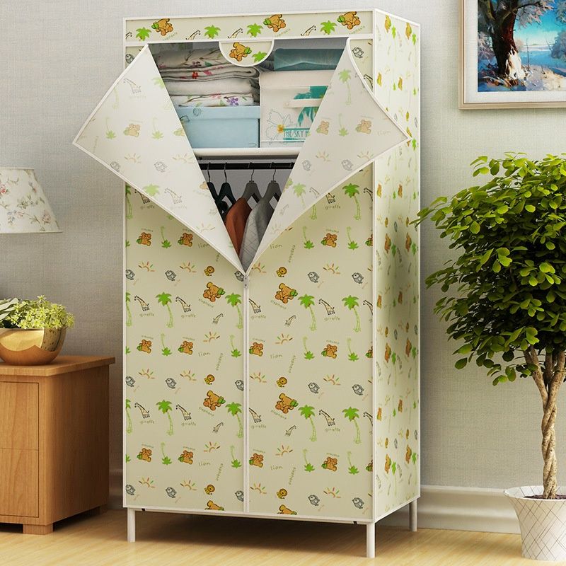 Heavy-Duty Fabric Wardrobe With Reinforced Metal Frame, 150x70x45cm Portable Closet For Dorm, Apartment & Small Spaces (Multiple Colors & Styles)​_voghion.com