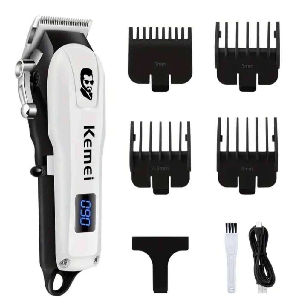 Kemei KM-232 Profesjonalna maszynka do strzyżenia włosów z ładowaniem USB, bezprzewodowa maszynka do strzyżenia włosów LCD dla mężczyzn_voghion.com