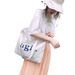 2025 New Zipper Letter Large Capacity Bag Korean Style Simple Literary Women's Canvas Tote Shopping_voghion.com
