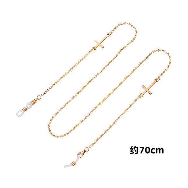 Accessori Occhiali da sole con croce in metallo simmetrica per donna Semplice ed elegante Corda antiscivolo per appendere la maschera a catena_voghion.com