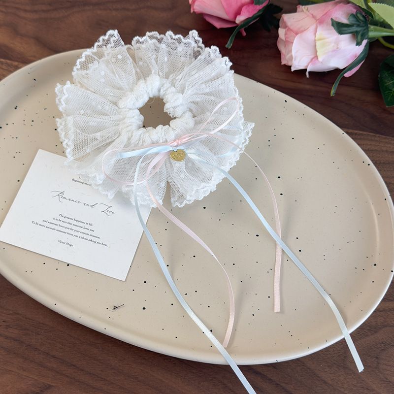 Fascia per capelli estiva con fiocco lungo a pois e rete da principessa, accessorio per capelli da fata di nicchia per donna._voghion.com