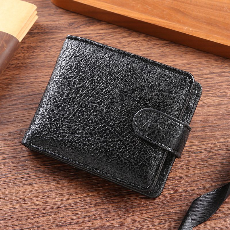 Men's Durable Zipper Buckle PU Leather Short Wallet Coin Purse Multi-Card Slots_voghion.com