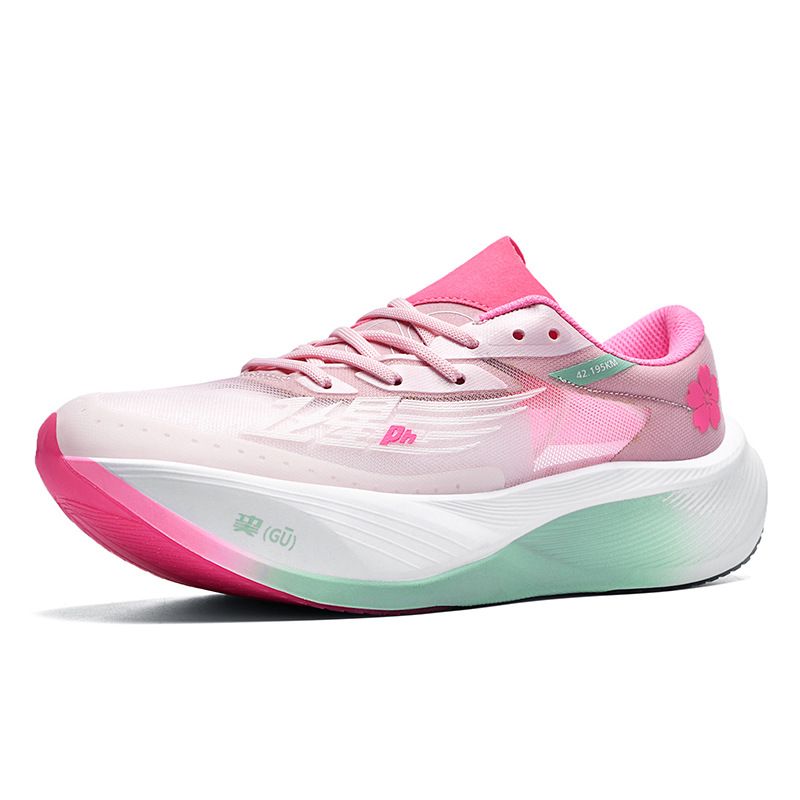 Sportliche Damen, Laufen im Frühling und Sommer, neue Rennschuhe mit Vollpalmen-Carbonplatte in Kirschblütenrosa für Herren_voghion.com
