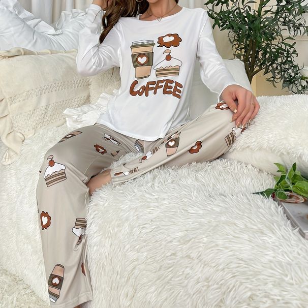 Spring And Autumn Simple And Comfortable Pajamas Set Women's Long-sleeved Top And Trousers Two-piece Set_voghion.com