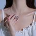 Full Diamond Zircon Bow Pendant With Water Droplets, And Versatile Necklace, Women's Collarbone Chain, New Neckchain,_voghion.com