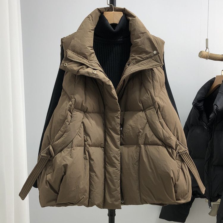 Gilet matelassé épais pour femme – Coupe oversize et amincissante avec col montant (Pièce tendance indispensable pour l'automne/hiver)_voghion.com