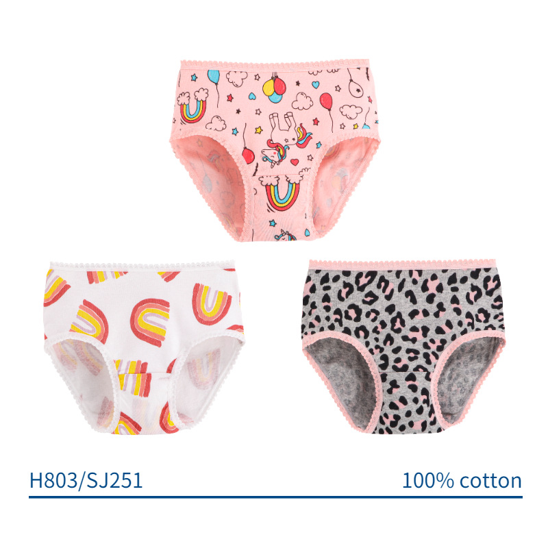 Moeder&Kids Meisjes slips Gestreepte katoenen cartoon babymeisjes Kleine meisjes Kanten driehoek shorts Geen billen vasthoudende kinder slips_voghion.com
