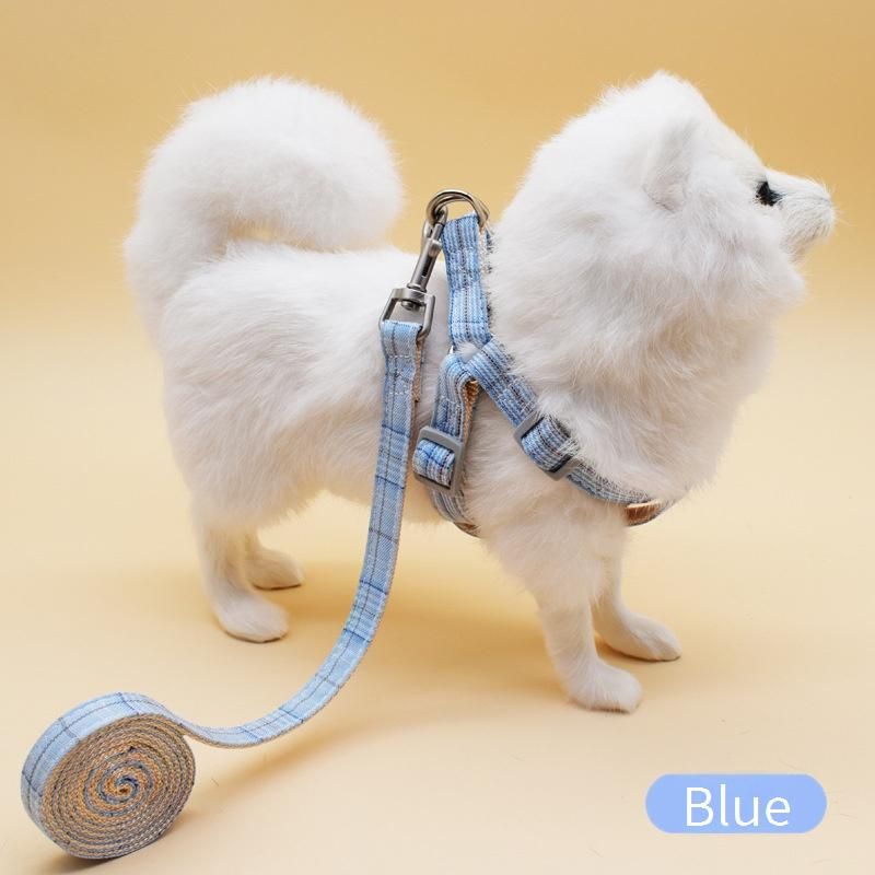 Pet Products New Large Plaid Dog Traction Rope Chest Harness Set Small And Medium Dogs Adjustable Pet Supplies Dog_voghion.com