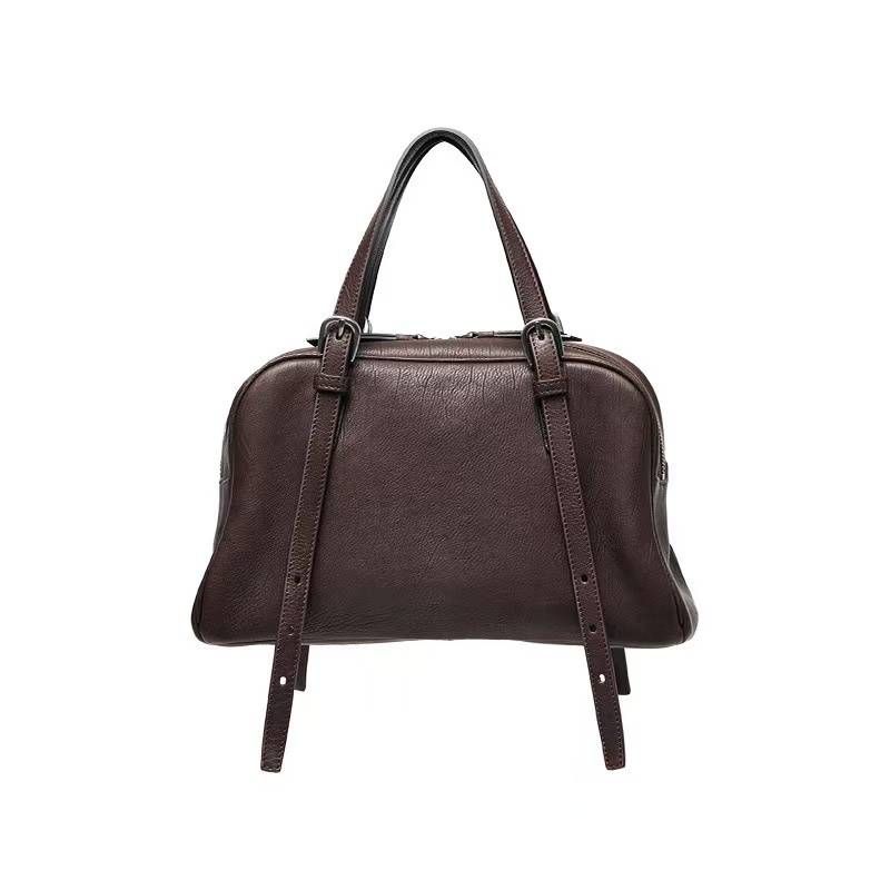Nuevo bolso de bolos Yoyo de cuero curtido vegetal de Qiuzhen para mujer, bolso de hombro portátil de gran capacidad y estilo retro de alta gama para desplazamientos diarios._voghion.com