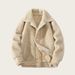 Men's Patchwork Faux Shearling Jacket, Oversized Single-Breasted Winter Coat With Notch Lapel, Windproof Polyester Blend Casual Outerwear_voghion.com