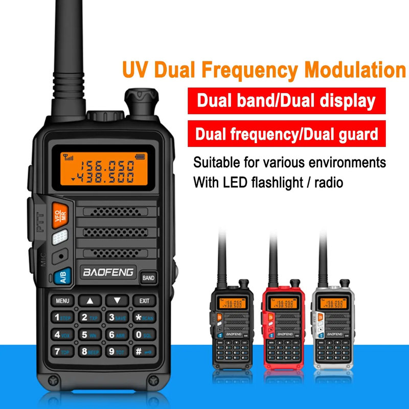 Baofeng UV-S9plus High-power Handheld Walkie Talkie EU Plug UV Dual Band Transceiver Long Range Two Way FM Radio with Flashlight Function _voghion.com