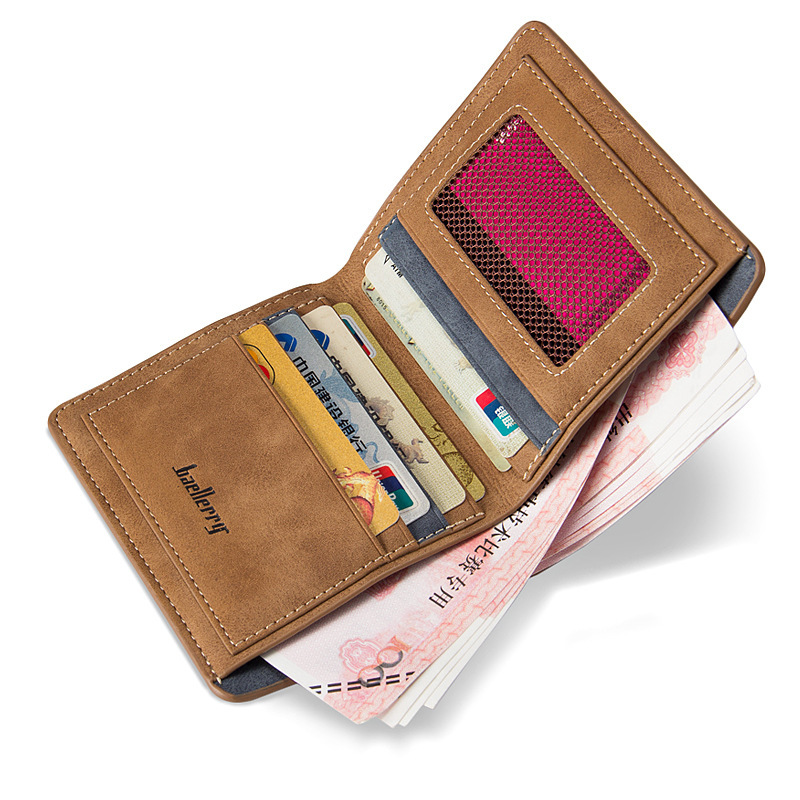 Men's wallet short student retro frosted two fold vertical new wallet_voghion.com