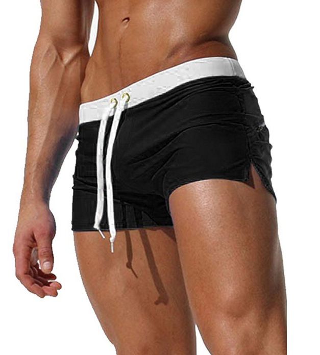European And American Men S Solid Color Sexy Fashion Back Pocket Design Beach Breathable Quick Drying Pants Boxer Beach Trunks Swimming Trunks_voghion.com