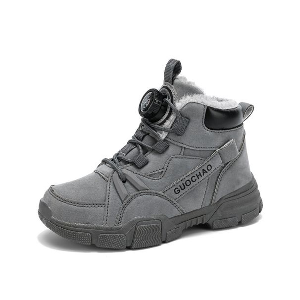 Jungen Winter-Schneestiefel mit Fleecefutter – Warme & Bequeme Kurzstiefel für Kinder (Größen 31-39, Grau/Pink)_voghion.com