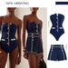 Women's Navy Strapless Swimsuit Shorts - Simple & Stylish Swimwear For Beach & Pool_voghion.com