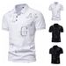 Camisa de verão de algodão branco liso com fenda de manga curta regular casual fit_voghion.com