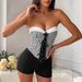 Gingham Korsett-Bustier-Top – Trägerloses, süßes und würziges Schnür-Unterhemd für Damen, S/M/L_voghion.com