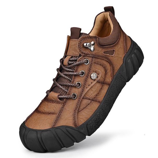Spring and summer 2023 outdoor men's casual genuine cowhide thick soled business dad leather shoes, hiking shoes_voghion.com