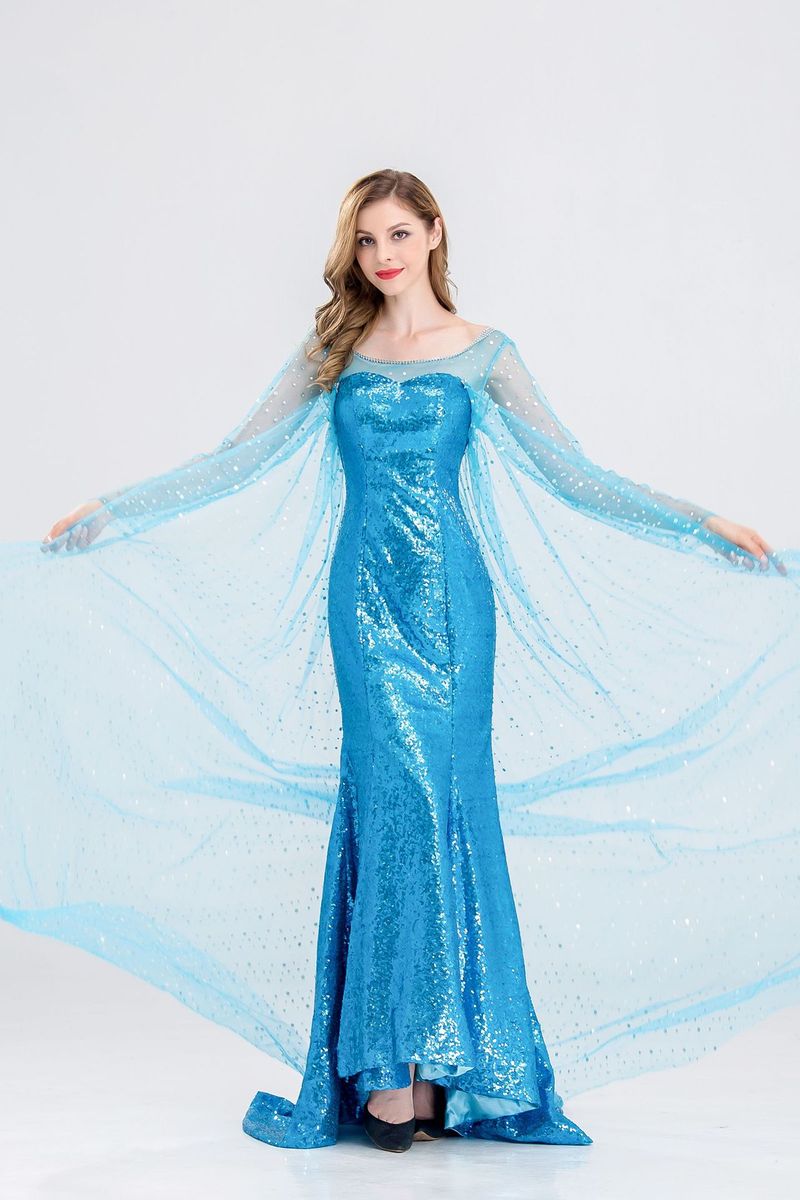 Nuovo costume cosplay di Halloween per adulti, bellissimo vestito da principessa Frozen_voghion.com