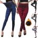 Nuovi leggings da donna foderati in pile di denim, pantaloni a nove punte multicolori che sollevano i fianchi_voghion.com