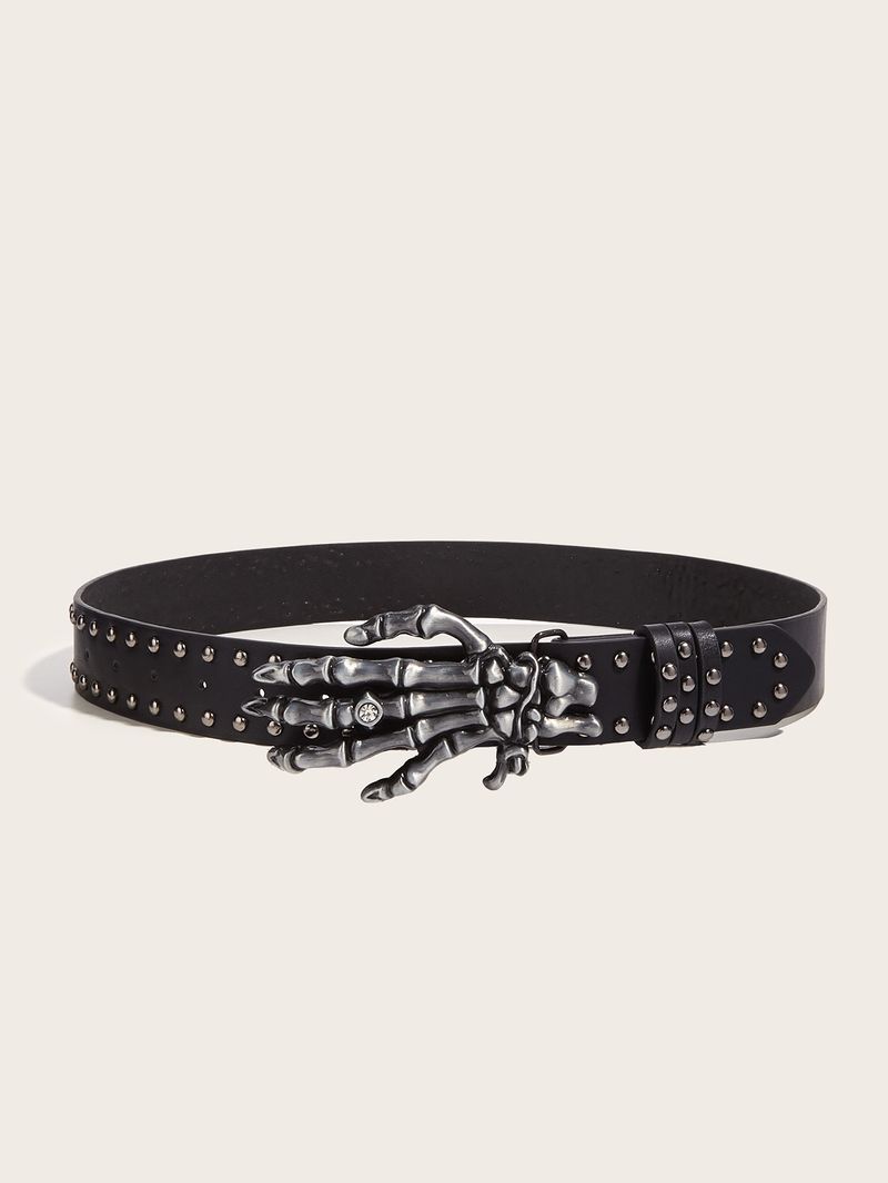 Neuer trendiger, personalisierter Gürtel mit Totenkopf-Motiv für Herren, Jugend-Punk-Knopf, lässiger Gürtel_voghion.com