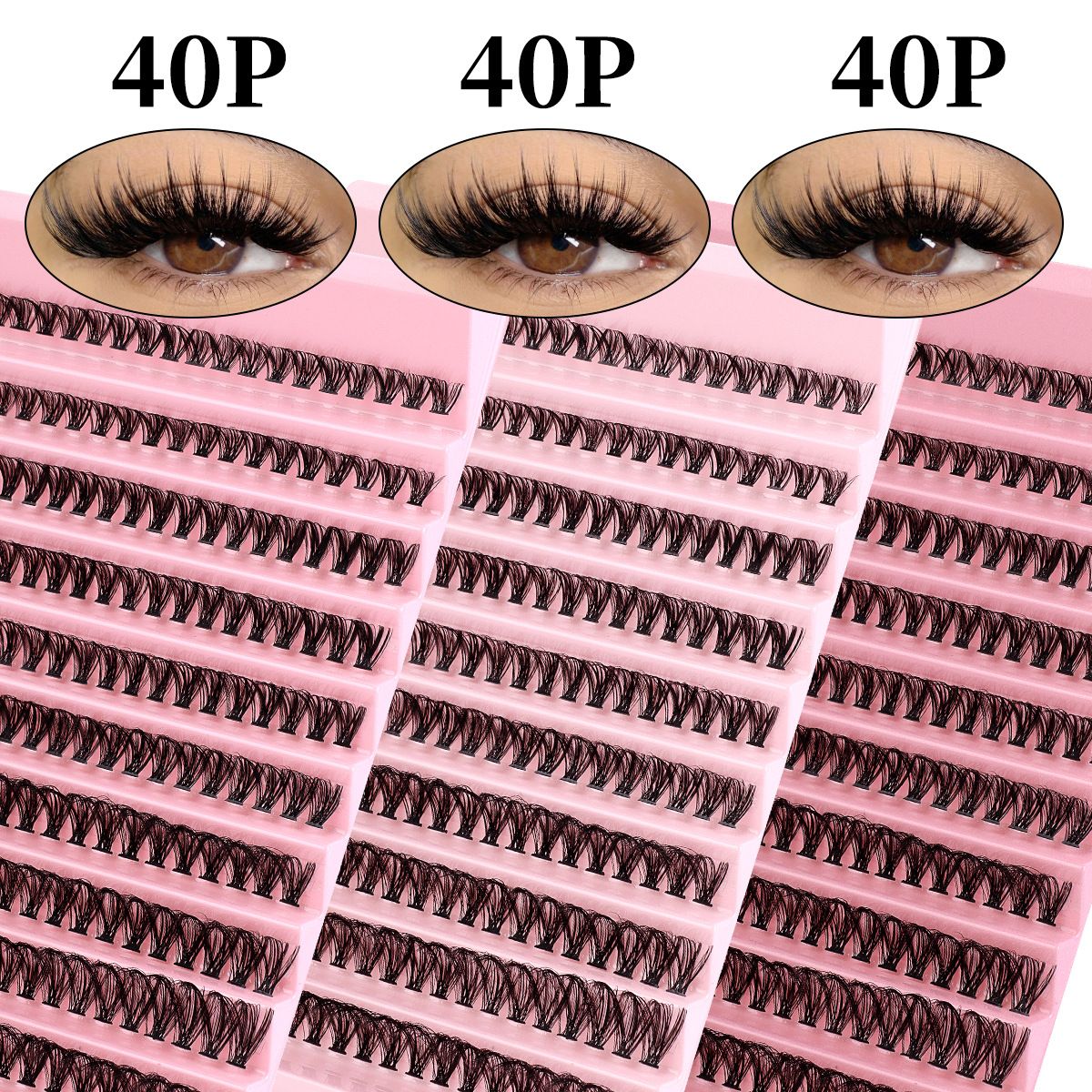 Faux cils segmentés en grappe unique, faux cils 30D 100D, naturels, épais, courbés en D, greffés_voghion.com