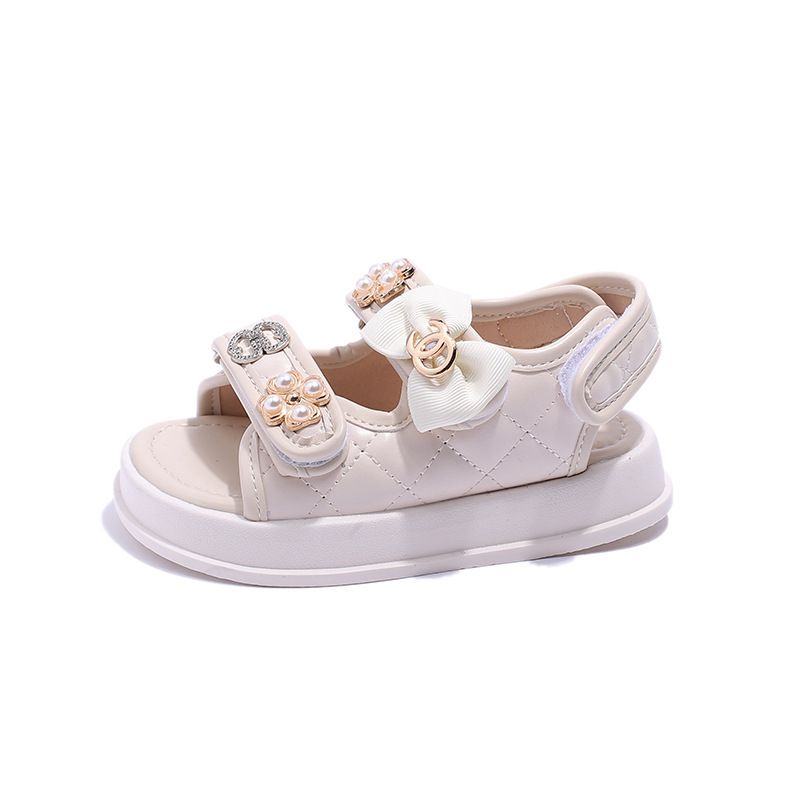 Kinder 2023 Sommer Neue Stil Perle Bogen Mode Prinzessin Mädchen Sandalen_voghion.com